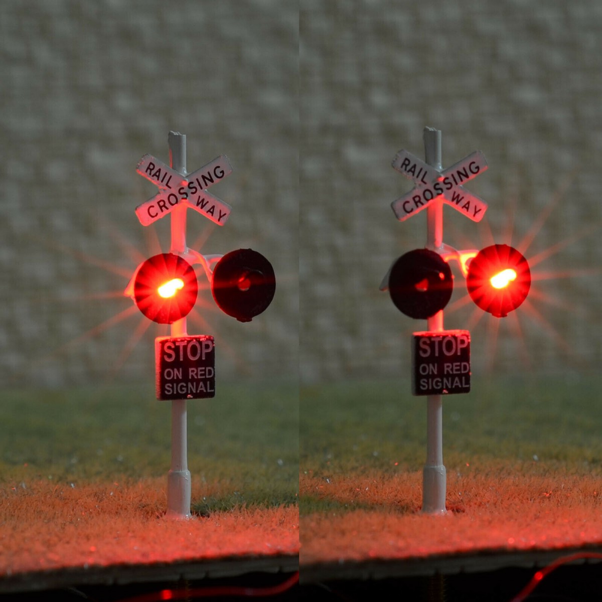 1 x HO scale model railway grade crossing signal LEDs made 2 target faces #W2